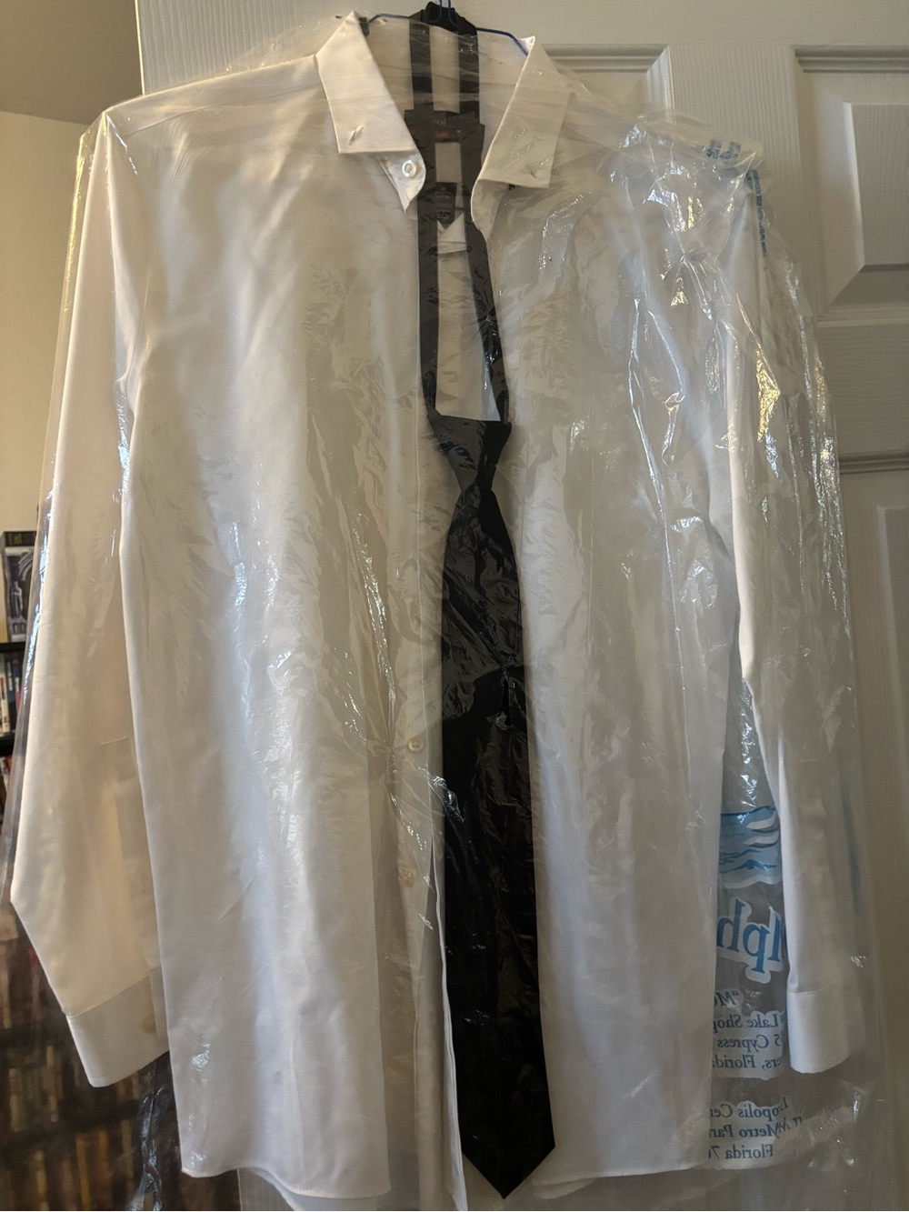 jf j.ferrar White Dress Shirt with Black Tie